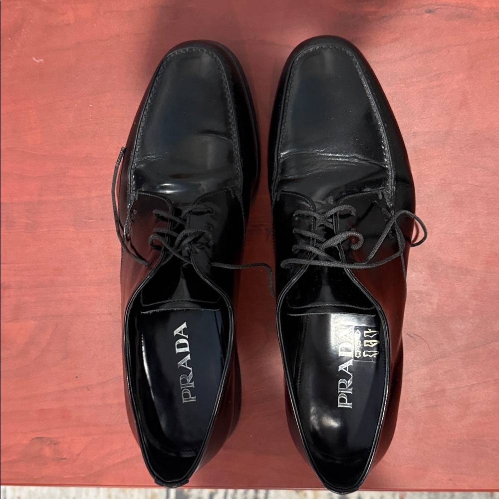 Prada Classic Black Leather Oxfords